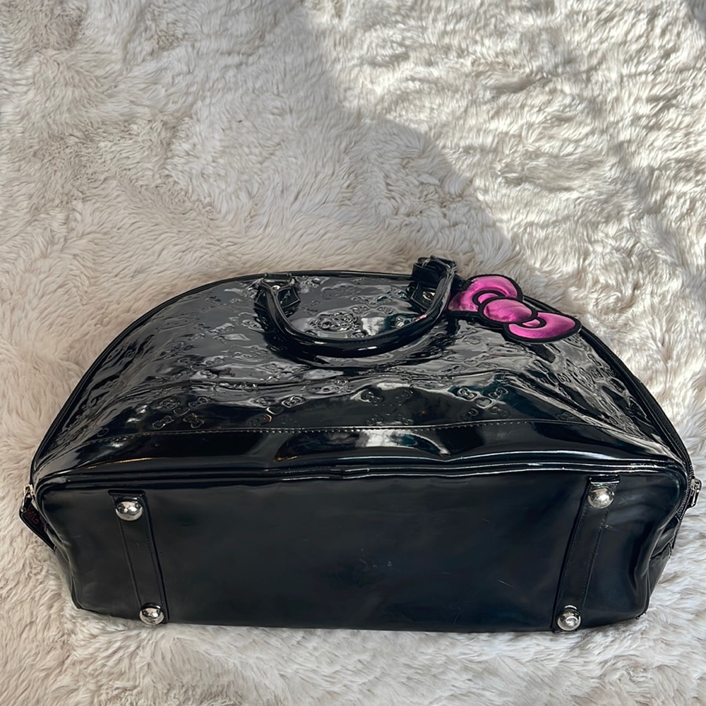 Hello Kitty x Loungefly large patent black bowler bag top handle